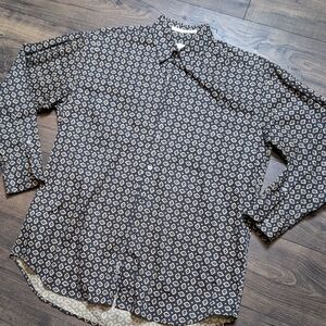 Perry Ellis 100% Cotton Button Up Top Long Sleeve Size Medium‎